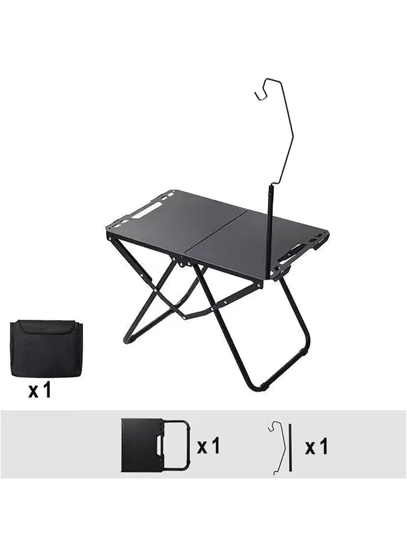 ChenDa Camping Portable Folding Table - Multifunctional Carbon Steel Outdoor Table for Picnic, BBQ & Fishing, Tactical Design with Storage Bag and Light Stand - Image 4